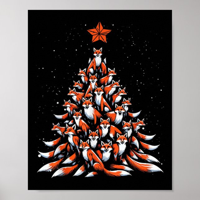 Fox Christmas Tree Fox Xmas Tree Women & amp; Boys Poster (Vorne)