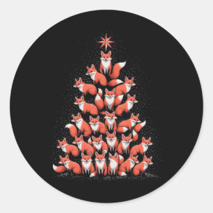 Fox Christmas Tree Fox Xmas Tree Women & amp; Boys Runder Aufkleber