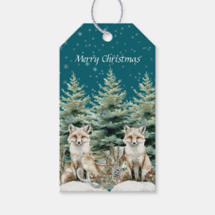 Fox Christmas Tree Sleigh Snowflakes Geschenkanhänger