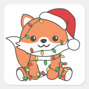 Fox Christmas Winter Animals Holiday Foxes Quadratischer Aufkleber