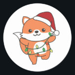 Fox Christmas Winter Animals Holiday Foxes Runder Aufkleber<br><div class="desc">Der Hamster zu Weihnachten mit Feenlicht. Hübsche Tiere mit Geschenken und Schnee für den Urlaub. Ein süßes Weihnachtsgrüßen. Hamster sind niedliche Tiere und perfekt zu Weihnachten.</div>