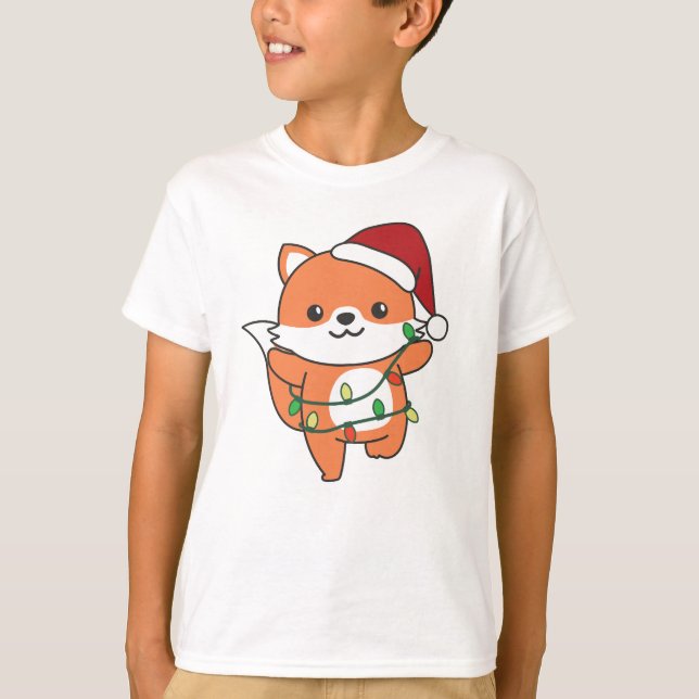Fox Christmas Winter Animals Holiday Foxes T-Shirt (Vorderseite)