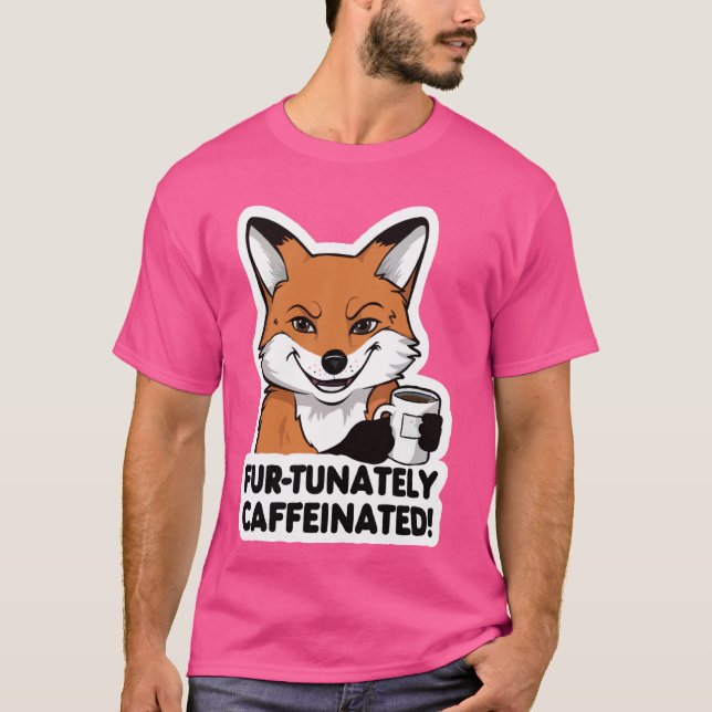 Fox Coffee Lover Coffein Fox Tasse Kaffee T-Shirt (Vorderseite)