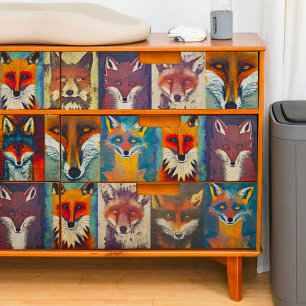 Fox Collage Decoupage Tissue Paper Seidenpapier