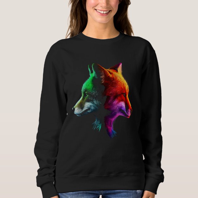 Fox Colourful Fantasy  Animal Fox Sweatshirt (Vorderseite)