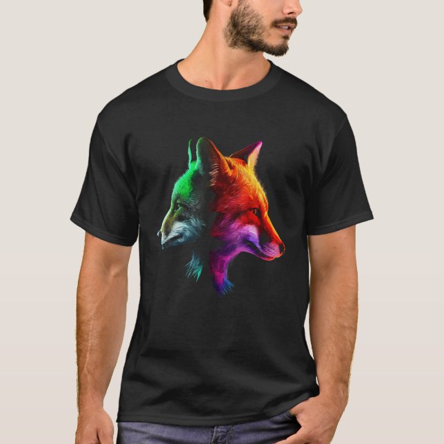 Fox Colourful Fantasy  Animal Fox T-Shirt (Vorderseite)