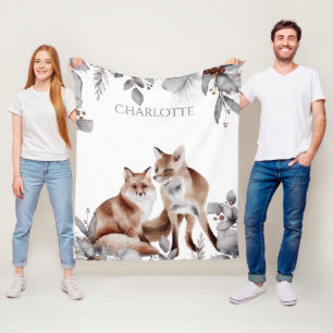 Fox Couple Winter Folies Weihnachten Personalisier Fleecedecke