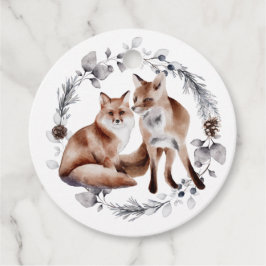 Fox Couple Winter Wreath Weihnachten Geschenkanhänger