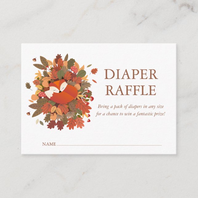 Fox Cub Diaper Raffle Woodland Babydusche Begleitkarte (Vorderseite)
