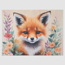 Fox Cub floral Art Seidenpapier