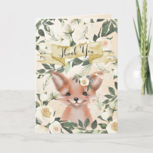 Fox cub niedlich florale Babydusche Dankeschön Kar Dankeskarte