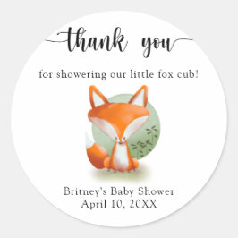 Fox cub - vielen Dank Runder Aufkleber