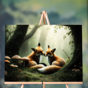 Fox Cuddle in Misty Forest Acrylschild