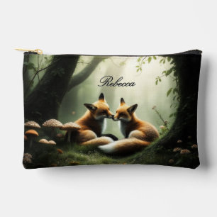 Fox Cuddle in Misty Forest Personalisiert Zubehörtasche
