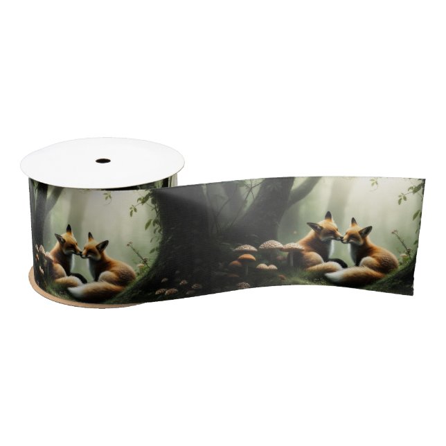 Fox Cuddle in Misty Forest Satinband (Spule)