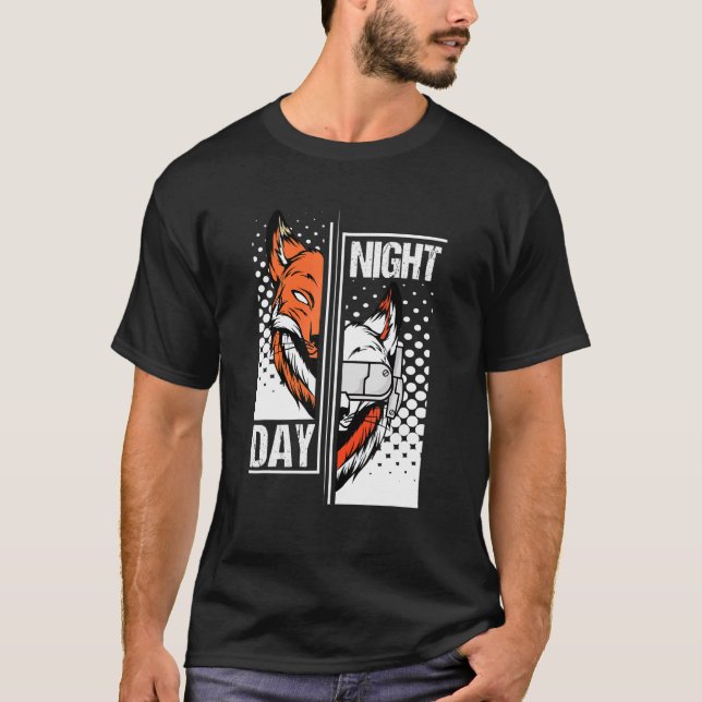 Fox Day Night Gaming I Headset Animal Fox Gamer Wi T-Shirt (Vorderseite)