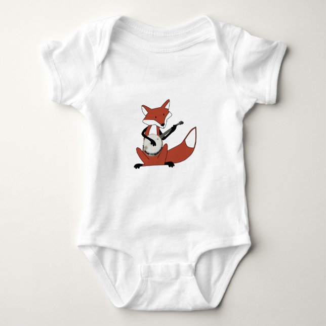 Fox, der das Banjo spielt Baby Strampler (Vorderseite)