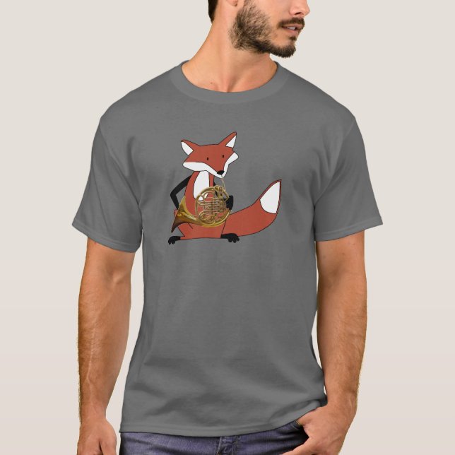 Fox, der das französische Horn spielt T-Shirt (Vorderseite)