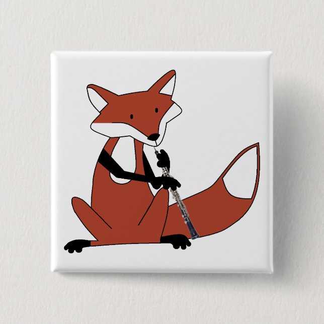 Fox, der das Oboe spielt Button (Vorderseite)