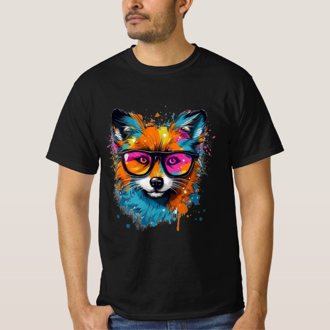 Fox Digital Art: Graffiti Colorful T - Shirt Art (Vorderseite)