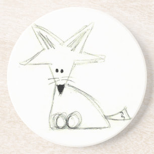fox doodle black white gray simple kids drawing untersetzer