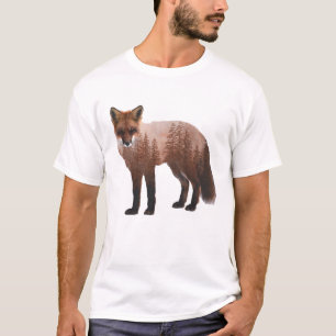 Fox Double Exposure Poster T - Shirt