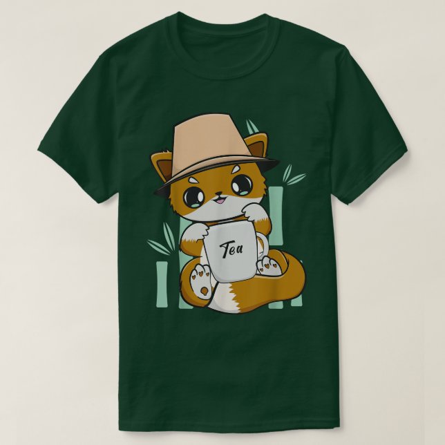 Fox Drinks Blumenmilch mit Boba T-Shirt (Design vorne)