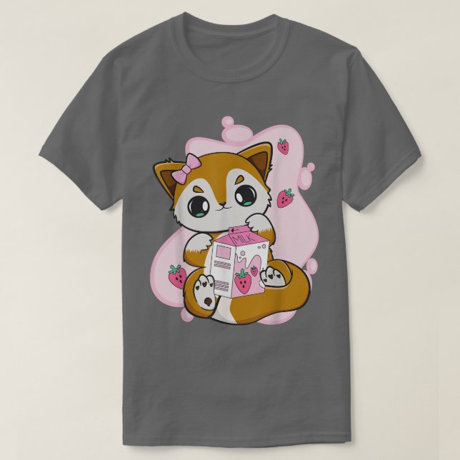 Fox Drinks Erdbeere Milchblase Tee für Boba Lov (Design vorne)