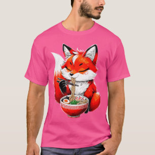 Fox Eating Ramen Noodle Animal Fox T-Shirt