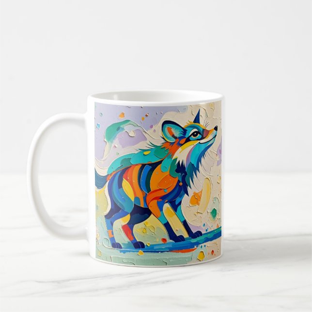 Fox Expressive abstrakte Tierkunst Kaffeetasse (Links)