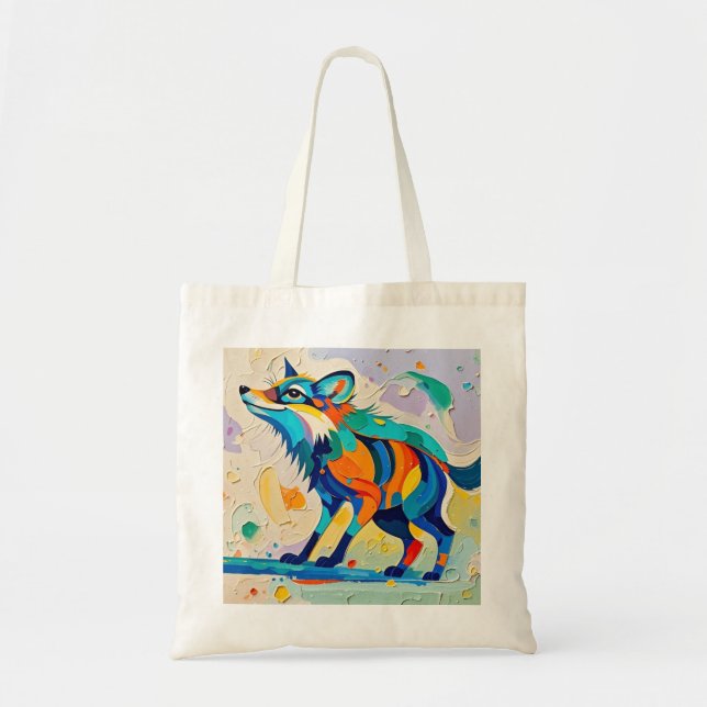 Fox Expressive abstrakte Tierkunst Tragetasche (Vorne)