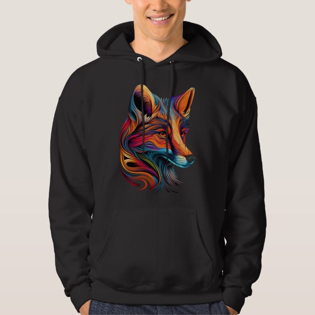 Fox Face Beautiful Colorful Artistic Animal Hoodie (Vorderseite)
