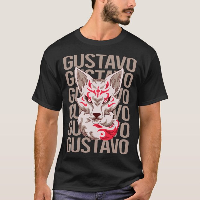 Fox Face - Gustavo Name T-Shirt (Vorderseite)