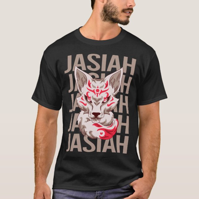 Fox Face - Jasiah Name T-Shirt (Vorderseite)