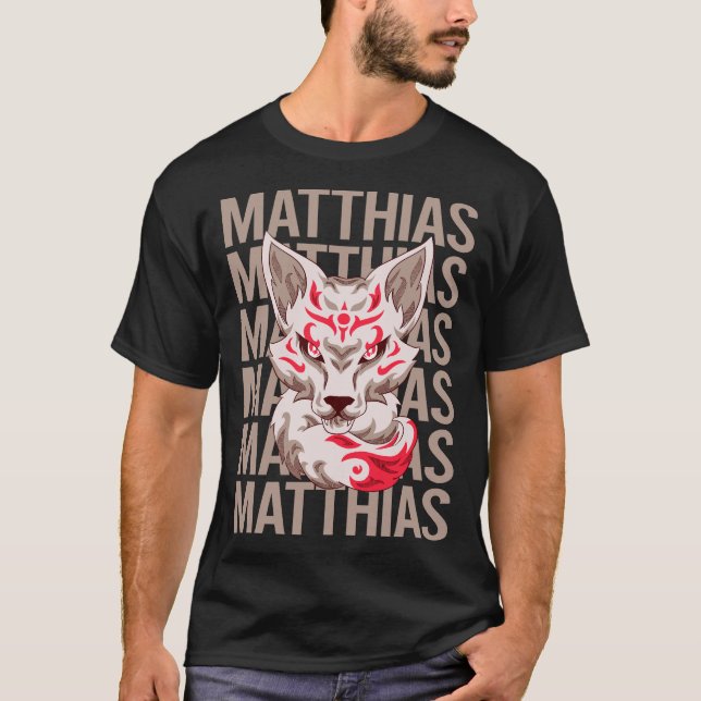 Fox Face - Matthias Name T-Shirt (Vorderseite)