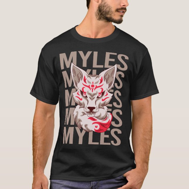 Fox Face - Myles Name T-Shirt (Vorderseite)