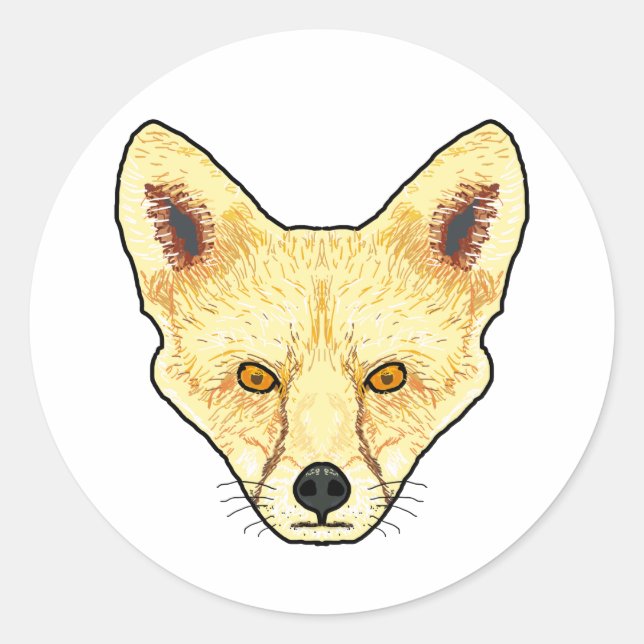 Fox Face Runder Aufkleber (Vorderseite)