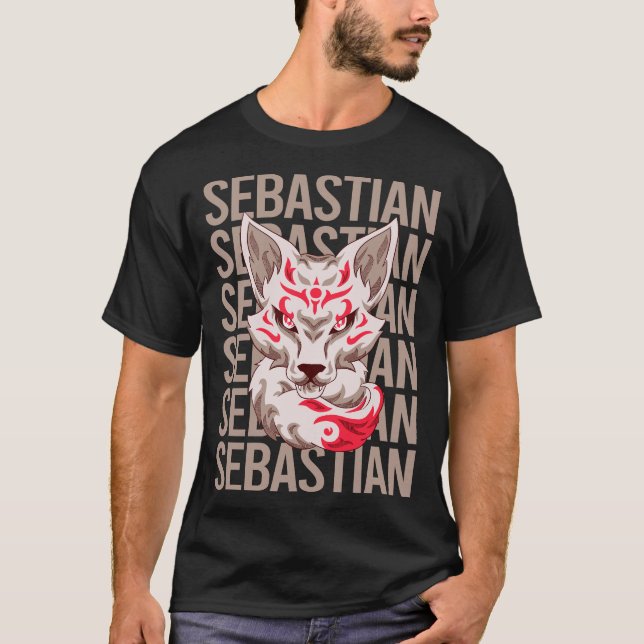 Fox Face - Sebastian Name T-Shirt (Vorderseite)