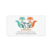 Fox Family Address Label mit 4 Fox