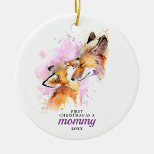 Fox Family First Christmas As A Mommy Personalized Keramik Ornament