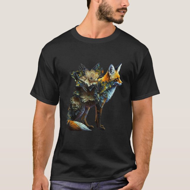 Fox Fantasy Blume Abstrakter Tierfuchs T-Shirt (Vorderseite)