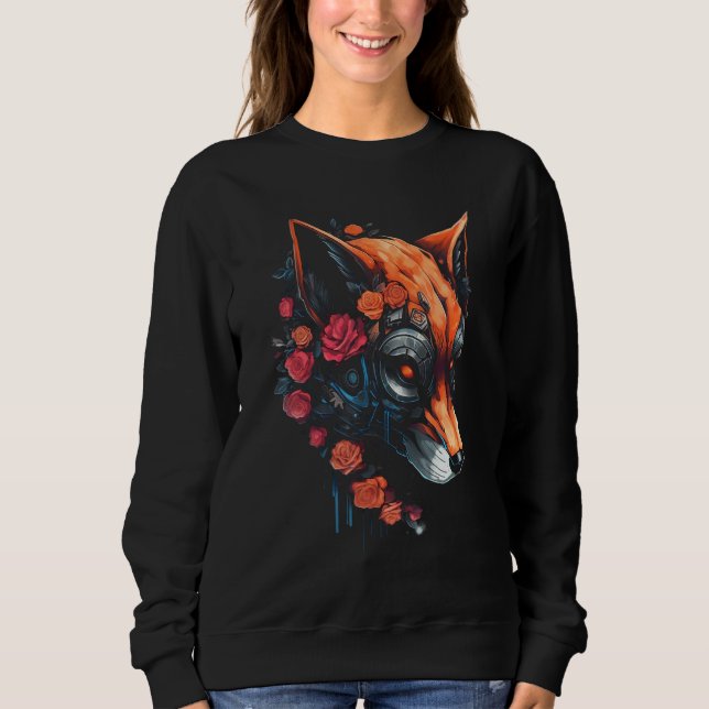 Fox Fantasy Flowers Art - Animal Fox Sweatshirt (Vorderseite)