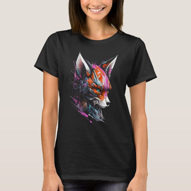Fox Fantasy Robot Colorful Animal Fox T-Shirt (Vorderseite)