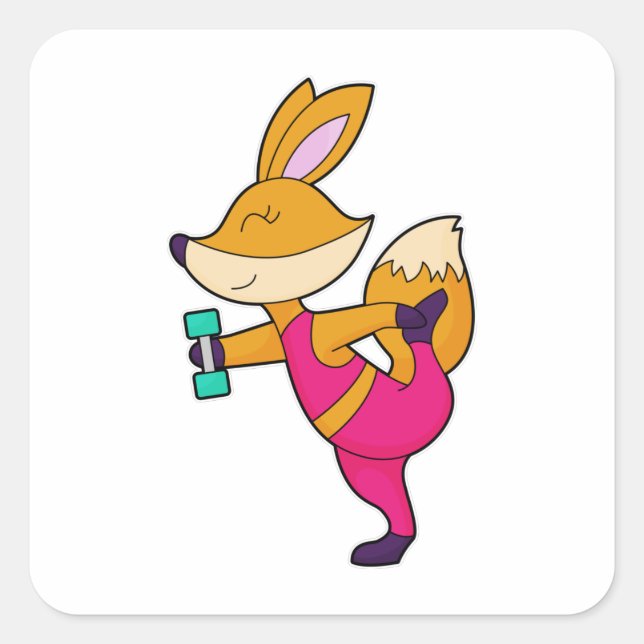 Fox Fitness Dumbbell Quadratischer Aufkleber (Vorderseite)