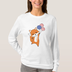 Fox Flies Balloons Usa über Niedliche Tiere Füchse T-Shirt