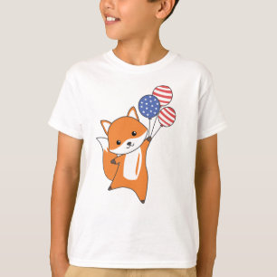 Fox Flies Balloons Usa über Niedliche Tiere Füchse T-Shirt