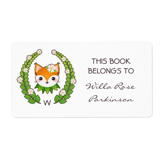 Fox Floral Wreath Dieses Buch gehört (Vorne)