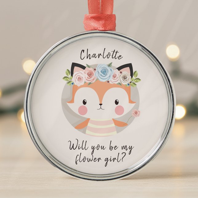 Fox Flower Girl Vorschlag Card Ornament Aus Metall (Von Creator hochgeladen)