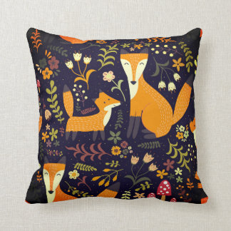 Fox Folk Art Throw Kissen