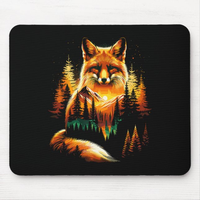 Fox Forest Nature Lover Mountains Hiking Camping  Mousepad (Vorne)